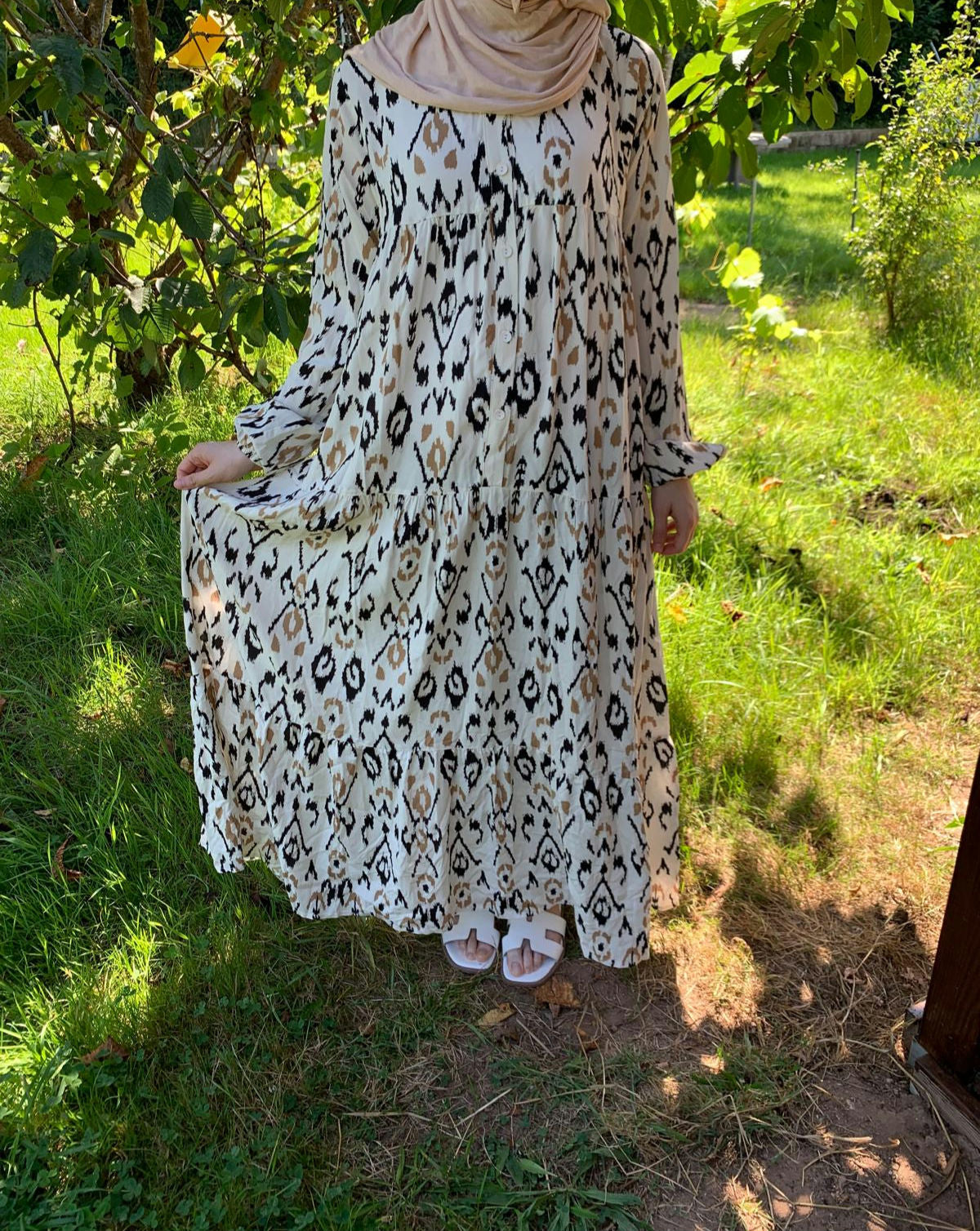 Robe imprimé beige  image 3