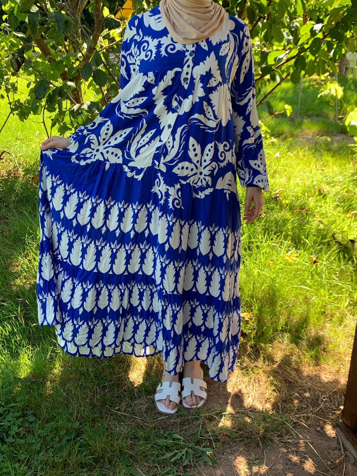 Robe imprimé bleu/blanc image 1