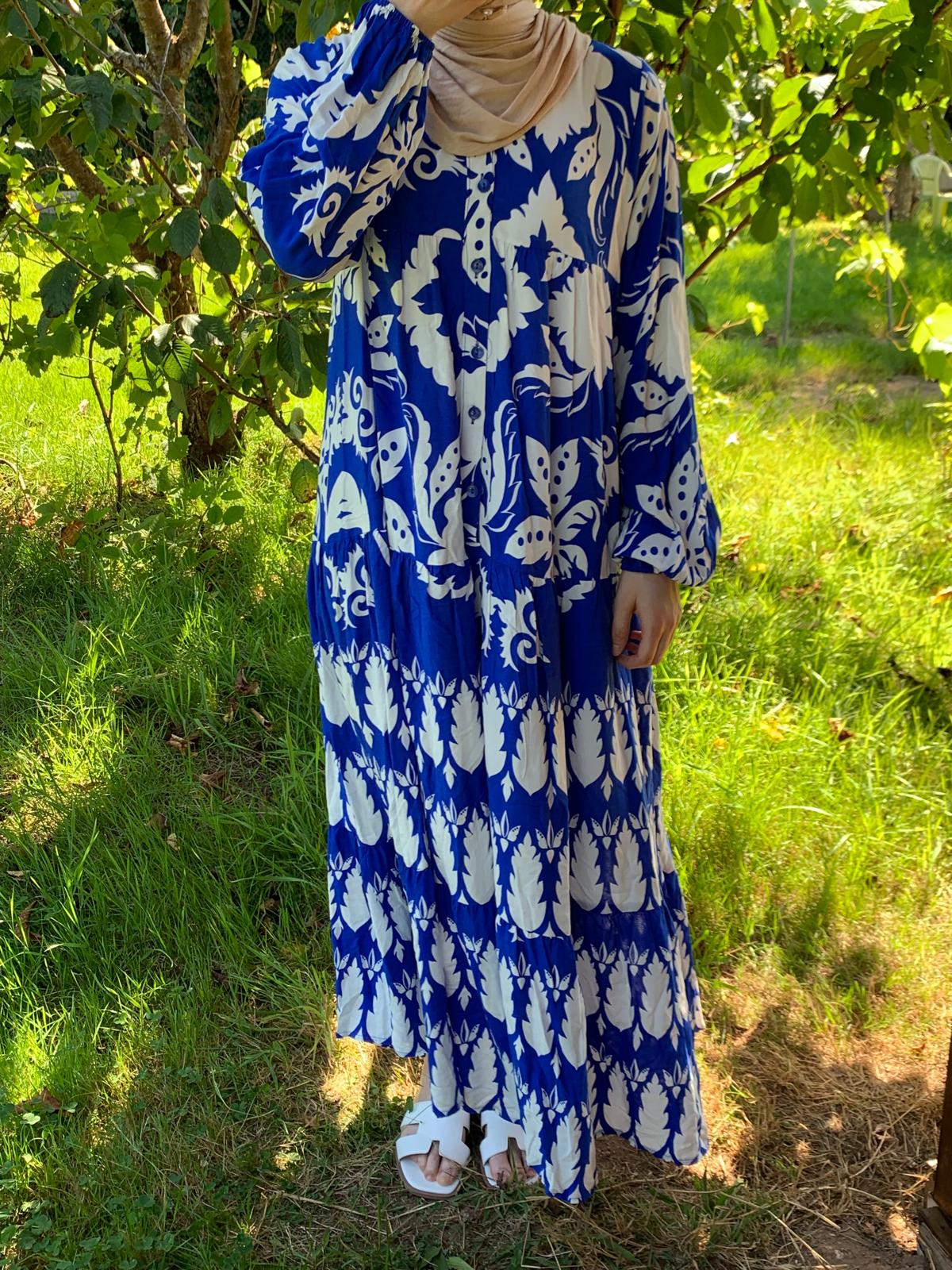 Robe imprimé bleu/blanc image 0