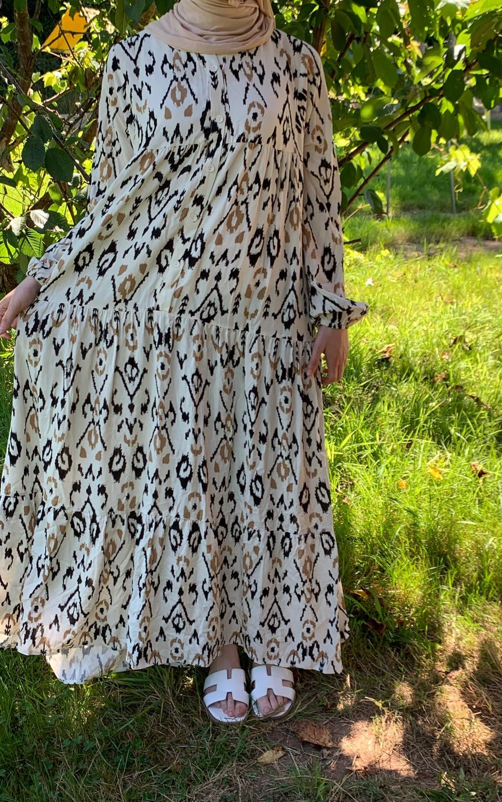 Robe imprimé beige  image 1