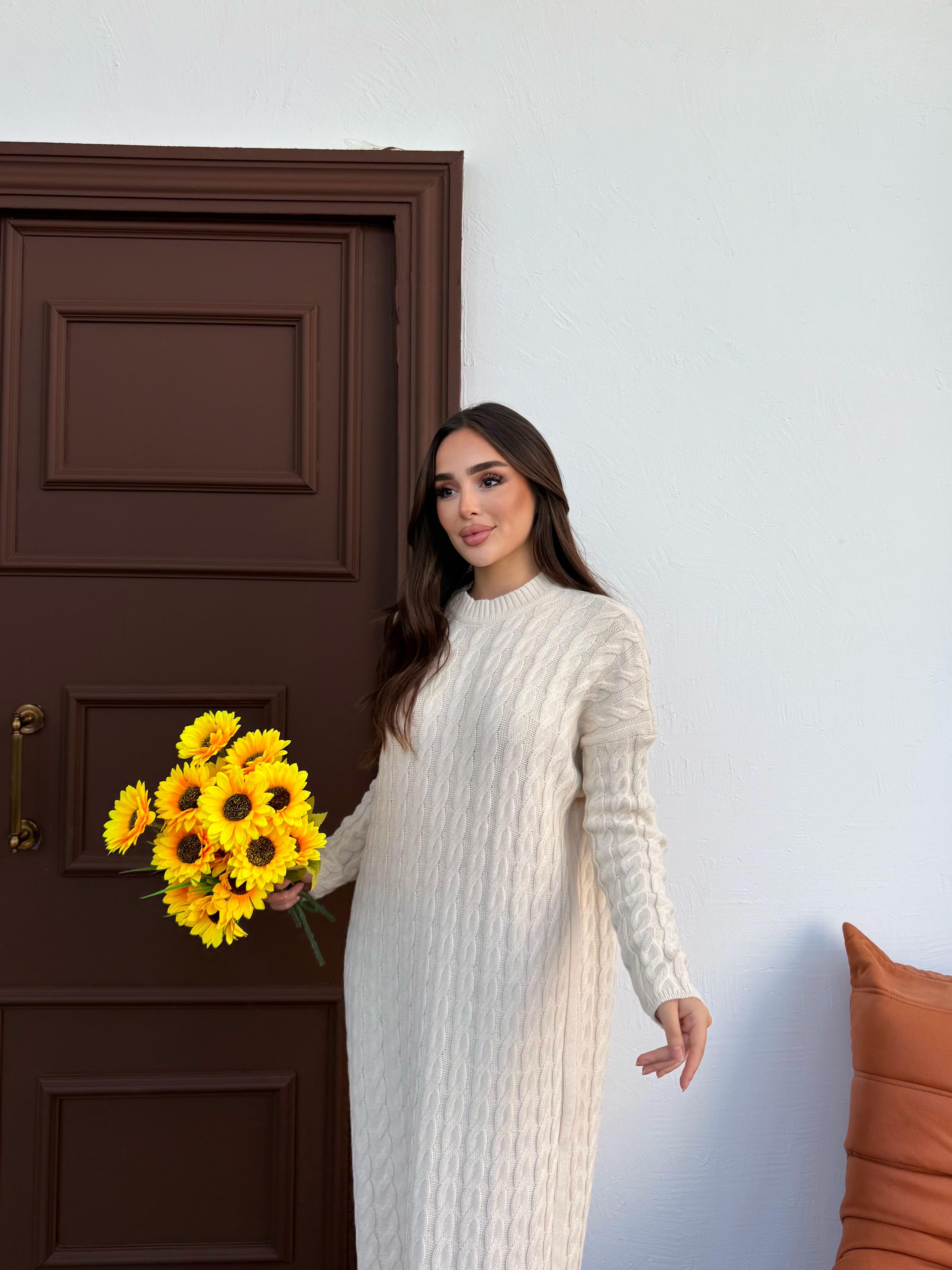 Robe tricot torsadé